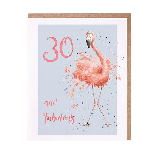 כרטיס ברכה ליום הולדת and Fabulous' flamingo 30 (PAC029)