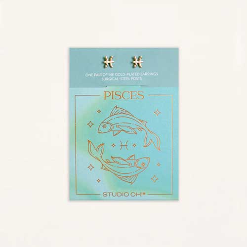 עגילי מזל דגים (Pisces) קולקציית Zodiac