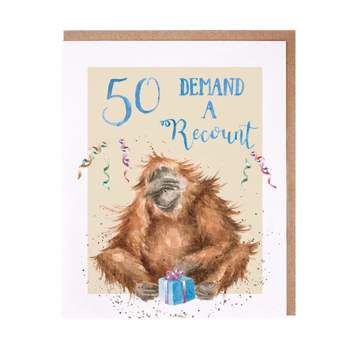 כרטיס ברכה ליום הולדת 'Demand a Recount' orangutan 50 (PAC034)