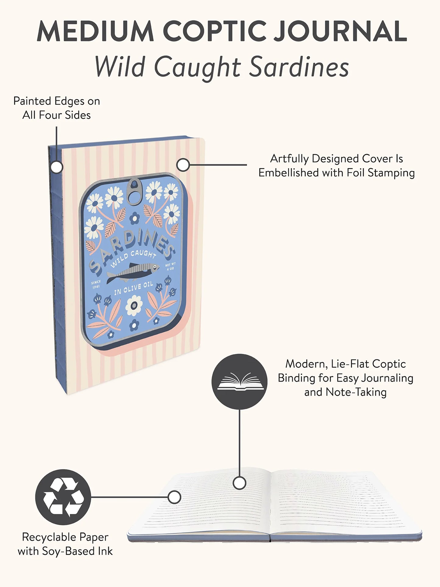מחברת כריכה קשה Wild Caught Sardines
