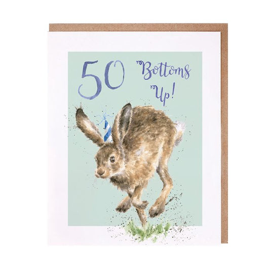 כרטיס ברכה ליום הולדת Bottoms Up!' hare 50 (PAC033)