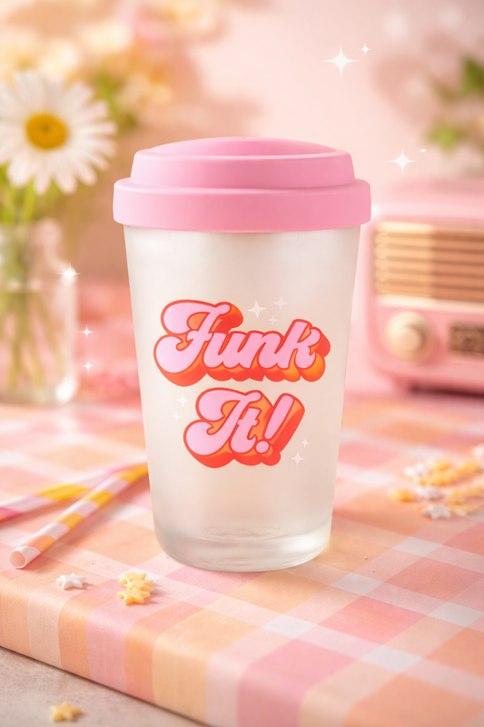 כוס זכוכית עם מכסה סיליקון Funk It!