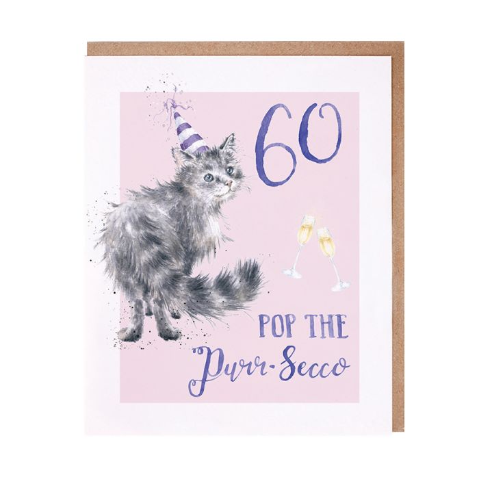 כרטיס ברכה ליום הולדת Pop the Purr-seco 60 (PAC035)
