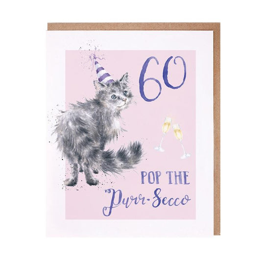 כרטיס ברכה ליום הולדת Pop the Purr-seco 60 (PAC035)