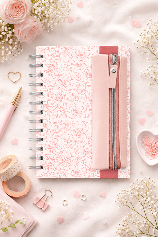מחברת ספירלה עם כיס לעט Blushing Blooms