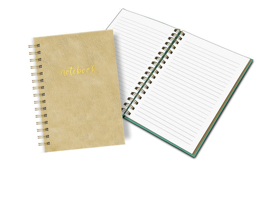 מחברת ספירלה דמוי עור בצבע זהב