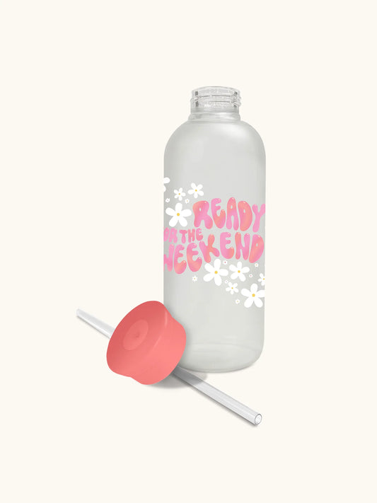 בקבוק זכוכית עם קש Ready for the Weekend