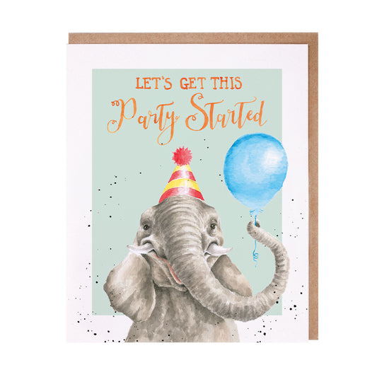 כרטיס ברכה ליום הולדת Get This Party Started' elephant