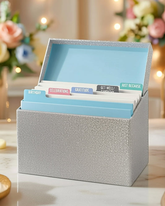 קופסת כרטיסי ברכה Silver Glitter