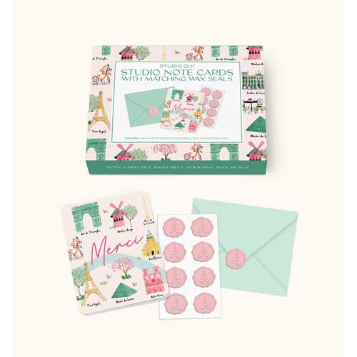 מארז כרטיסי ברכה יוקרתי עם חותמות שעווה Sights of Paris