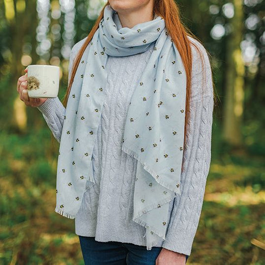 צעיף קליל ומעוצב -דבורים תכלת