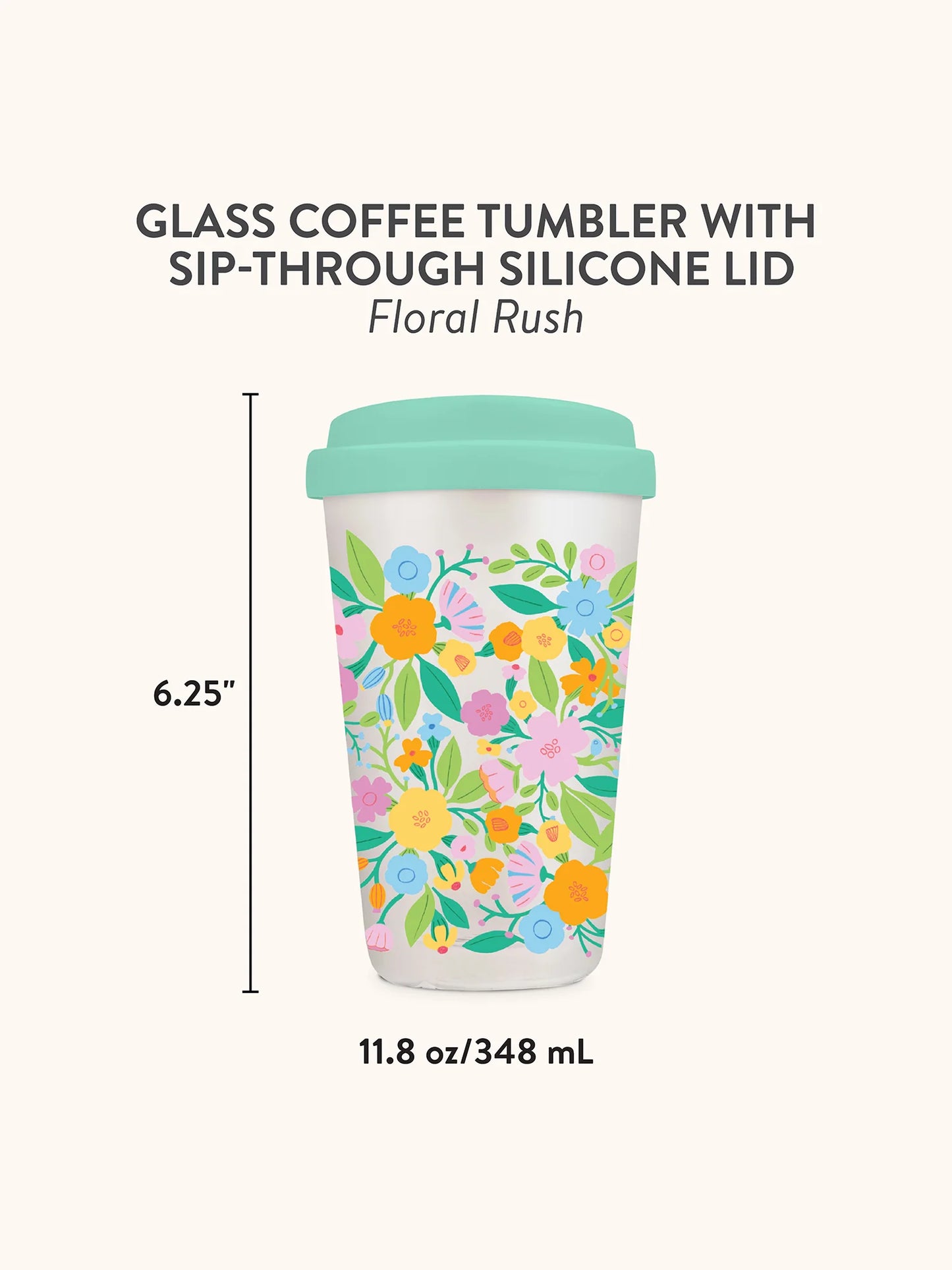 כוס זכוכית עם מכסה סיליקון Floral