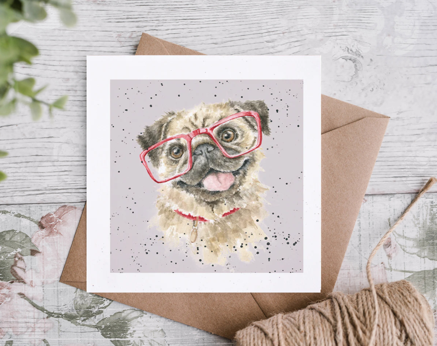 כרטיס ברכה 'Louie' Pug card (DR017)