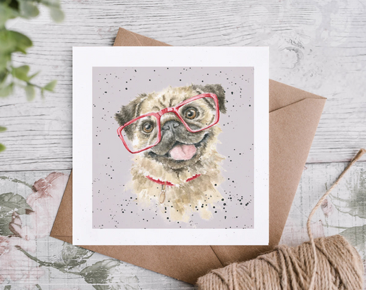 כרטיס ברכה 'Louie' Pug card (DR017)