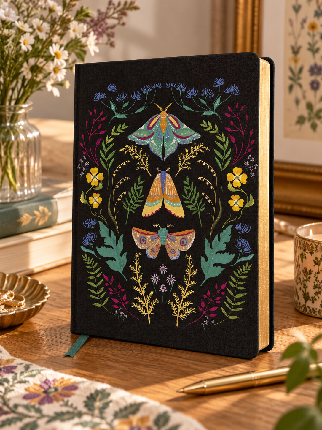 מחברת כריכת בד -  Midnight Garden Clara Clothbound Journal