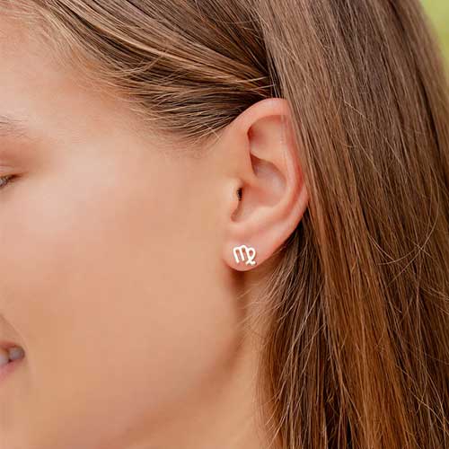 עגילי מזל בתולה (Virgo) קולקציית Zodiac