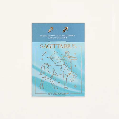 עגילי מזל קשת (Sagittarius) קולקציית Zodiac