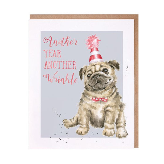כרטיס ברכה ליום הולדת 'Another Wrinkle' pug (PAC010)