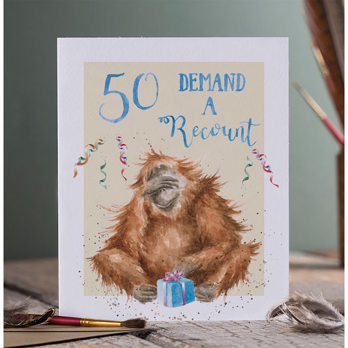 כרטיס ברכה ליום הולדת 'Demand a Recount' orangutan 50 (PAC034)