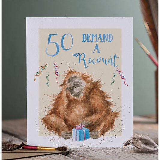 כרטיס ברכה ליום הולדת 'Demand a Recount' orangutan 50 (PAC034)