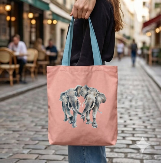 תיק קנבס מעוצב פילים