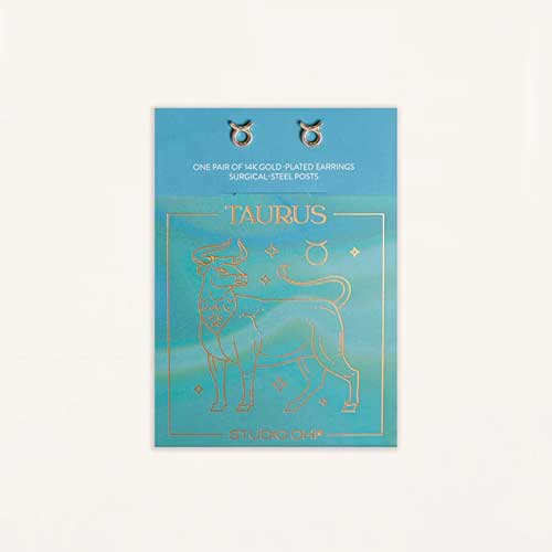 עגילי מזל שור (Taurus) קולקציית Zodiac