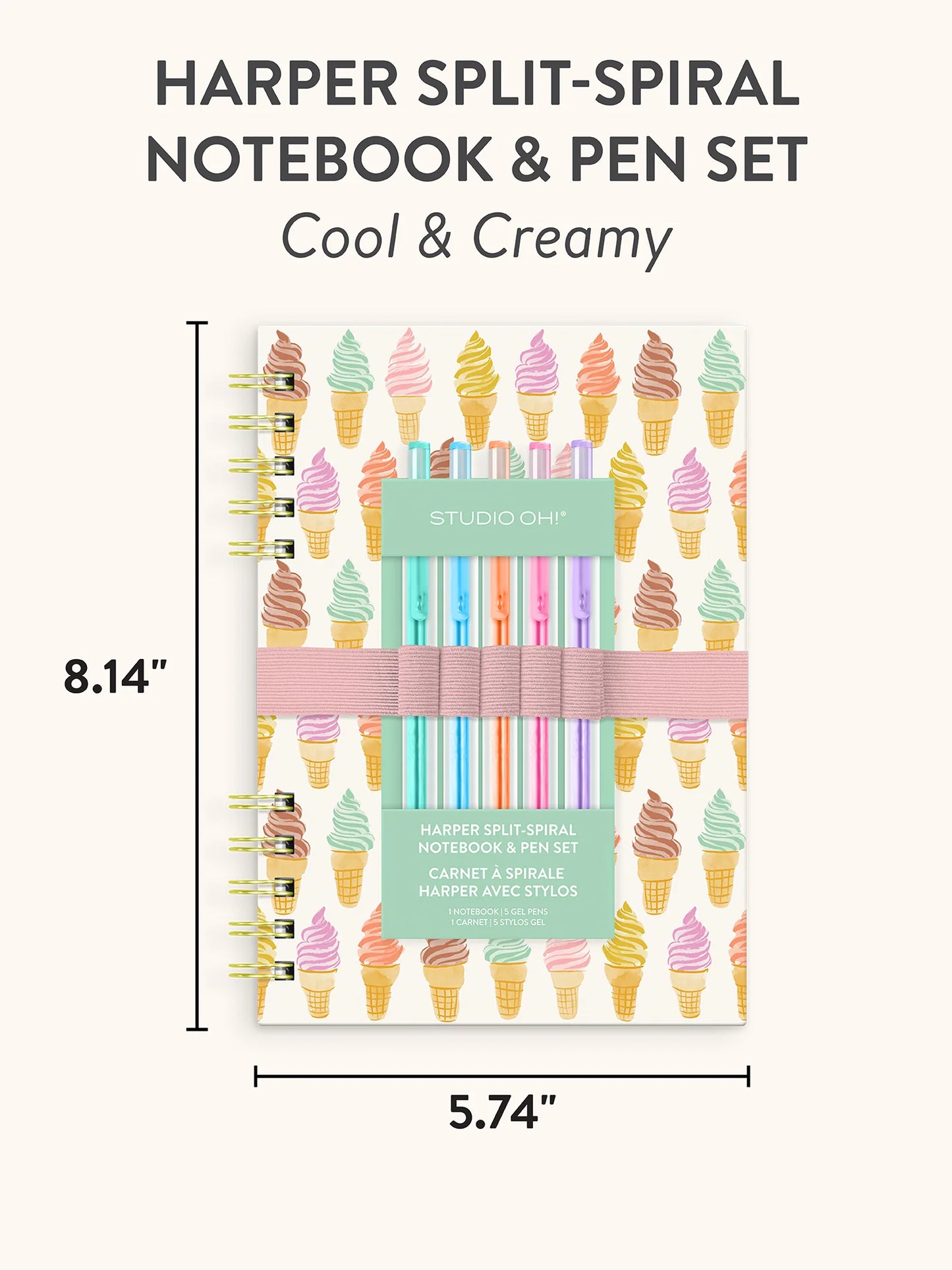מחברת ספירלה עם סט עטים Cool & Creamy