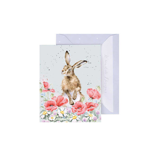 כרטיס ברכה מיני 'Field of Flowers' hare (GE131)