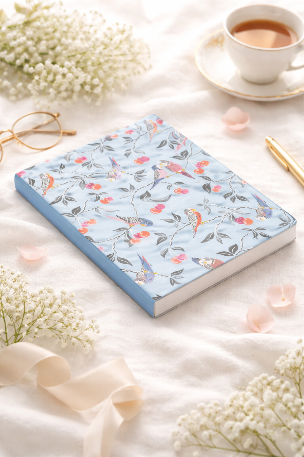 מחברת רכה keri דגם Birds in the Cherry Tree