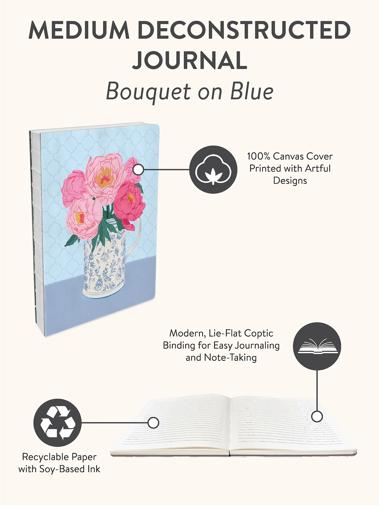 מחברת כריכה קשה Bouquet on Blue