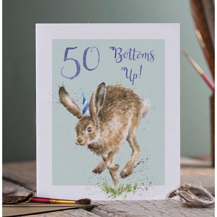 כרטיס ברכה ליום הולדת Bottoms Up!' hare 50 (PAC033)