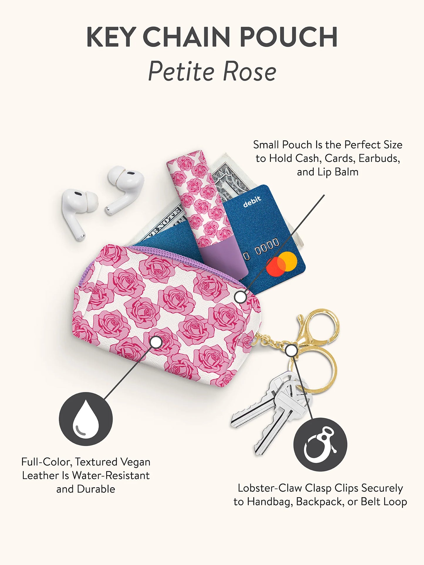 מחזיק מפתחות ופאוצ׳ Petite Rose
