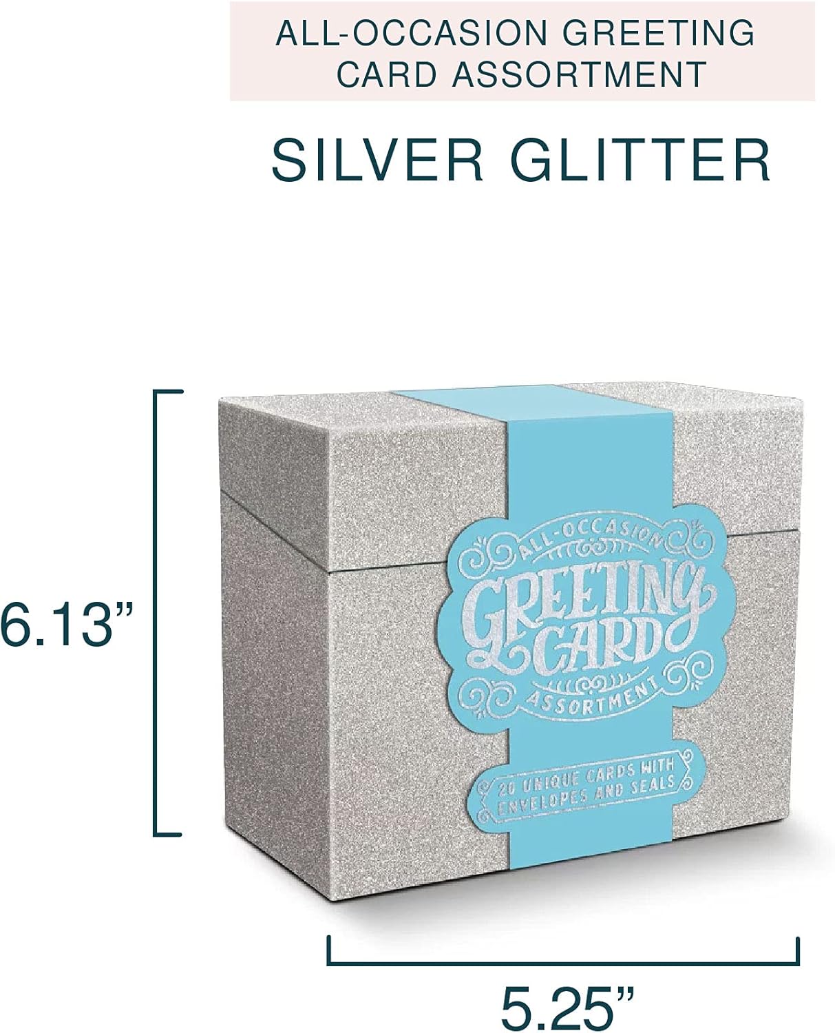 קופסת כרטיסי ברכה Silver Glitter