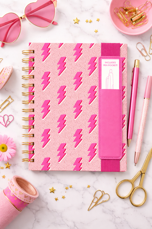 מחברת ספירלה עם כיס לעט Charged Up