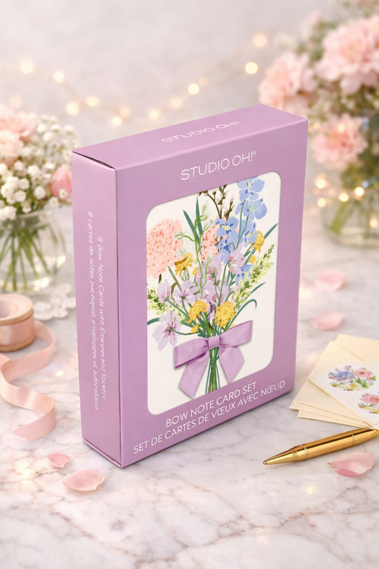 מארז כרטיסי ברכה עם סרט  Wildflower Bouquet Bow
