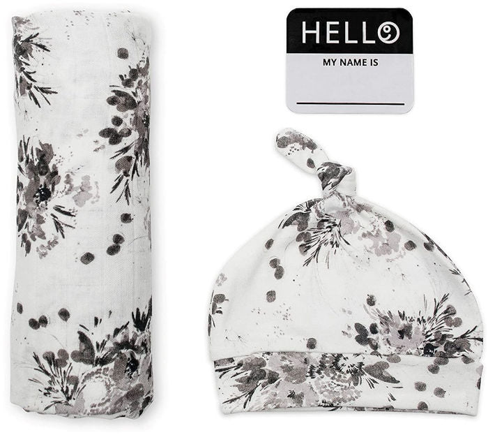 מארז עיטוף וכובע לרך הנולד- פרחוני