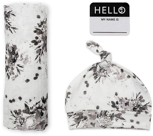 מארז עיטוף וכובע לרך הנולד- פרחוני