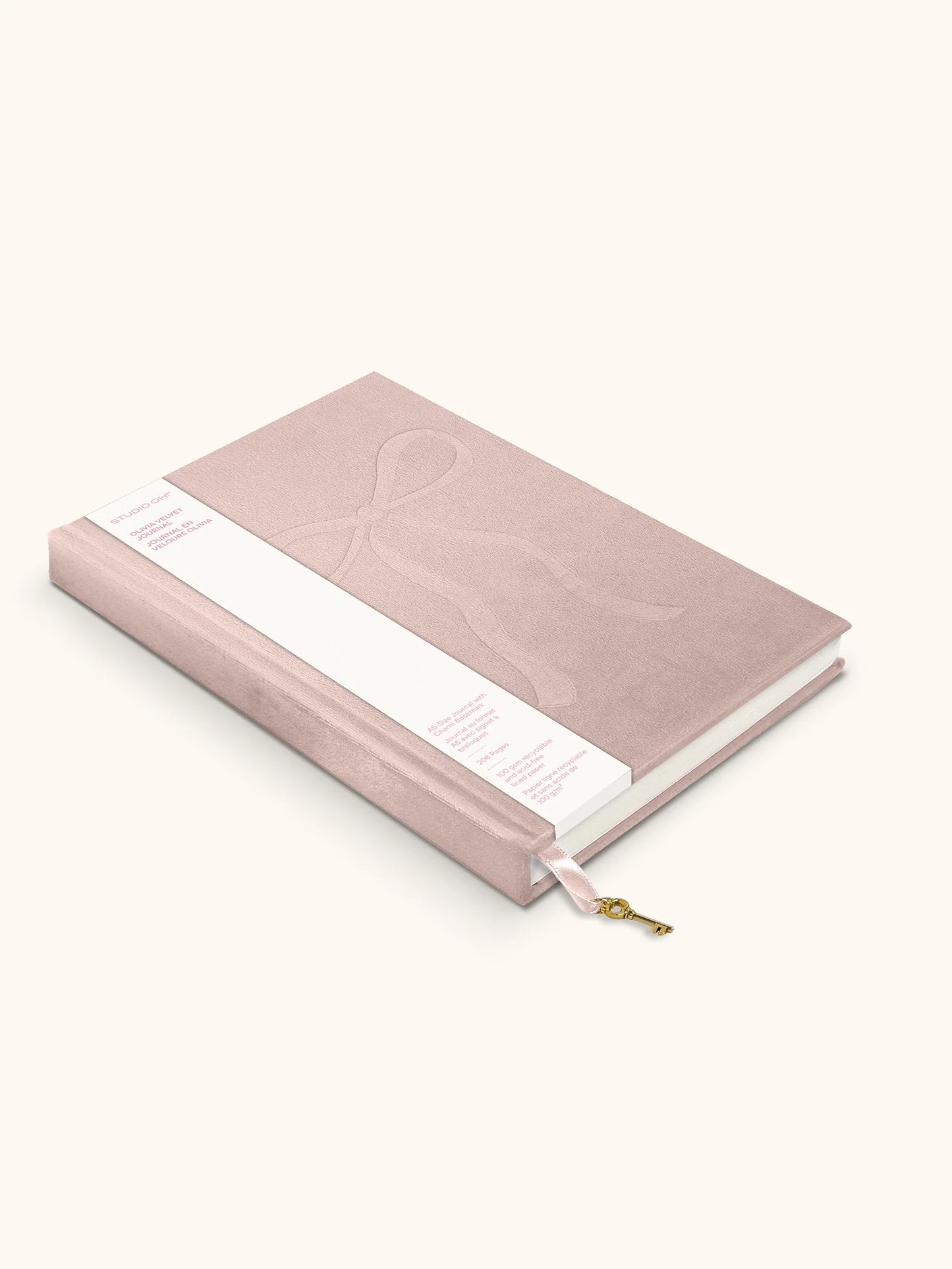 מחברת כריכה קשה קטיפתית  Sweetheart Pink Bow