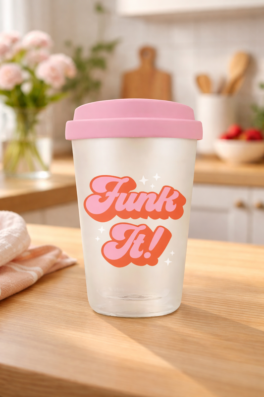 כוס זכוכית עם מכסה סיליקון Funk It!