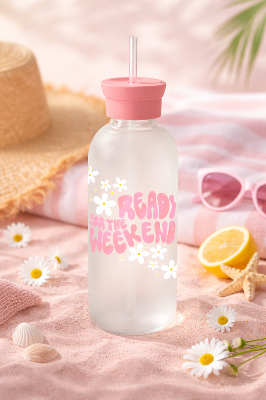בקבוק זכוכית עם קש  Ready for the Weekend