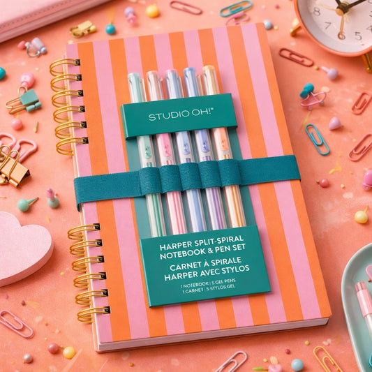 מחברת ספירלה עם סט עטים Cabana Stripes