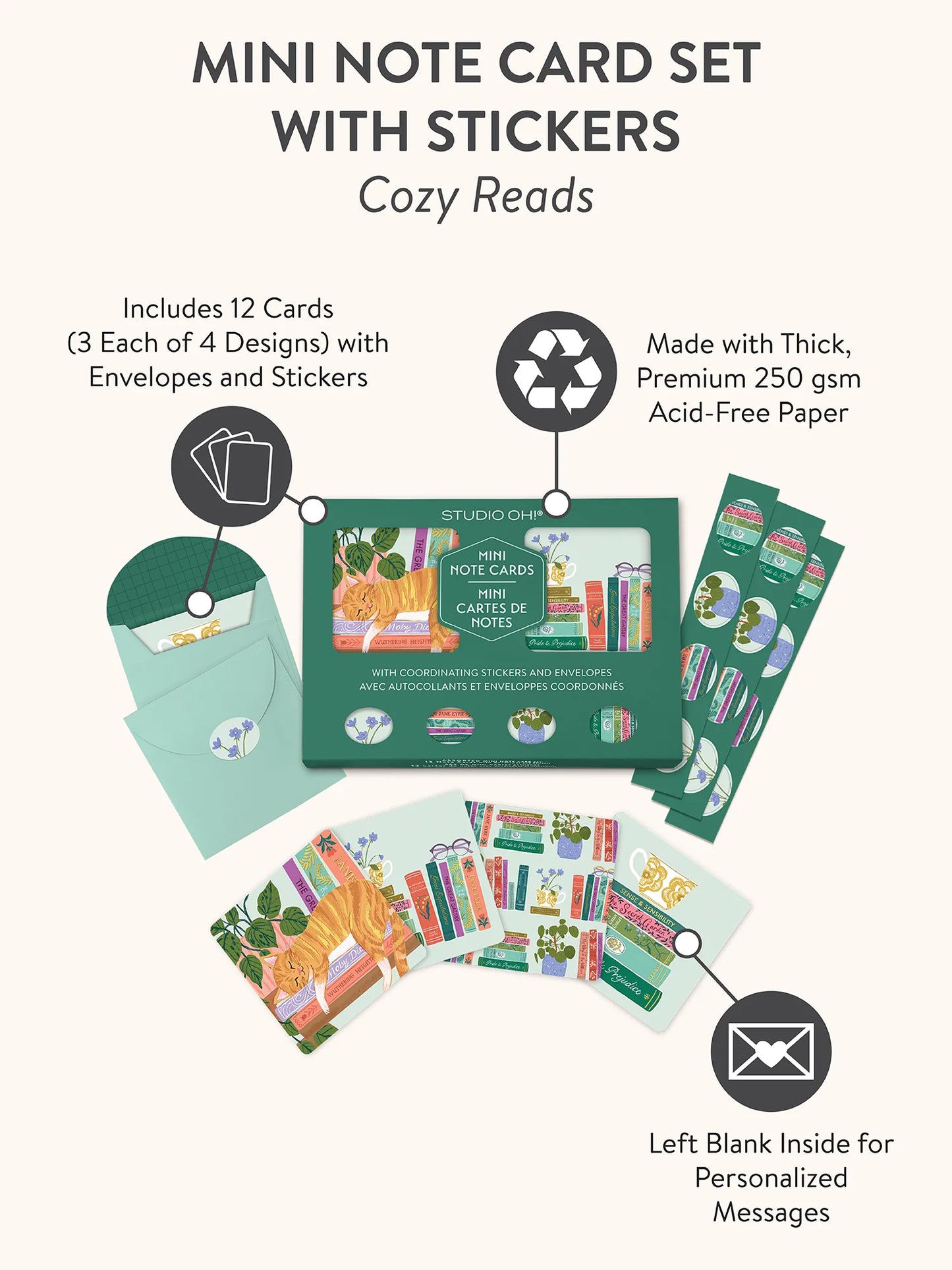 מארז כרטיסי ברכה מיני Cozy Reads