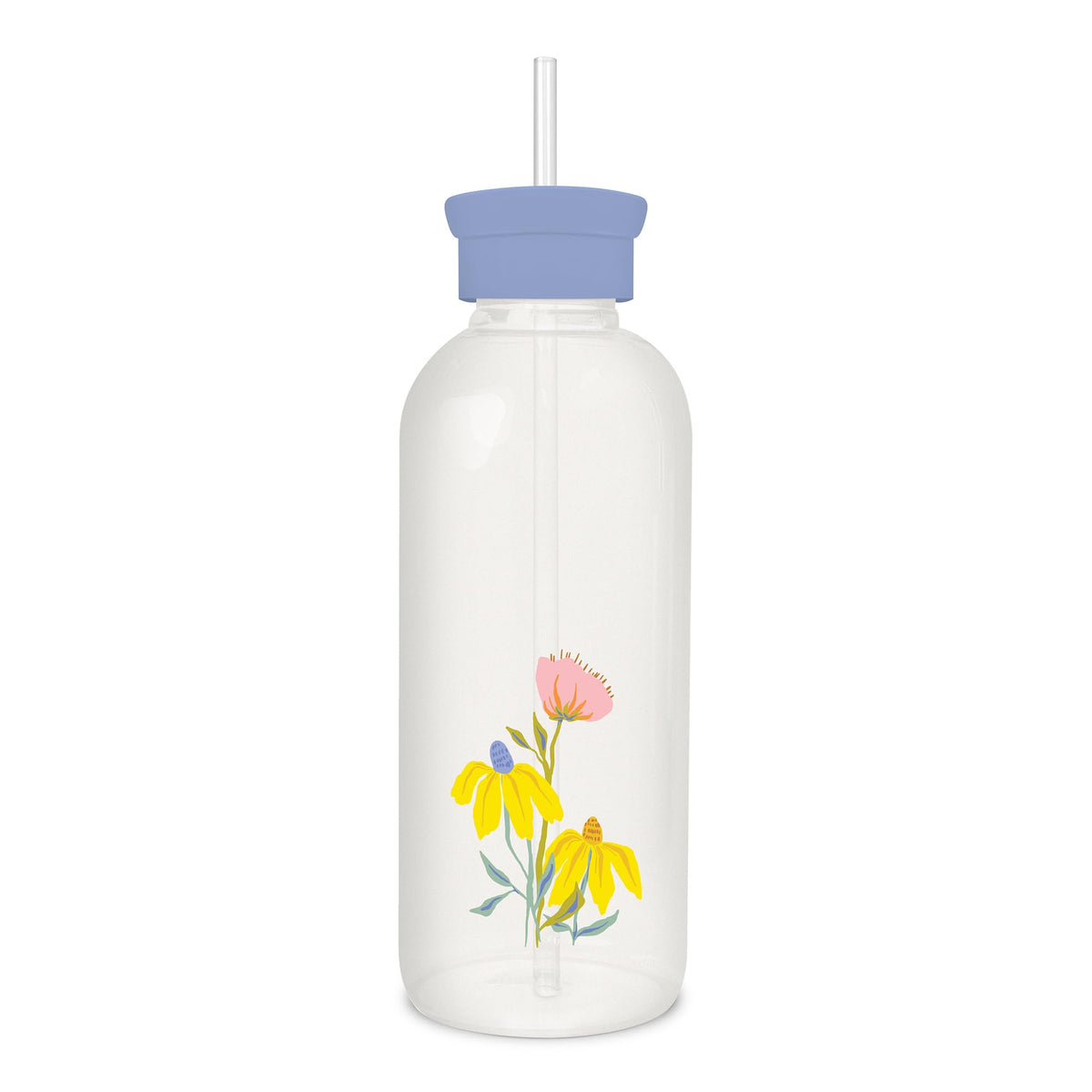 בקבוק זכוכית עם קש Springtime Blooms