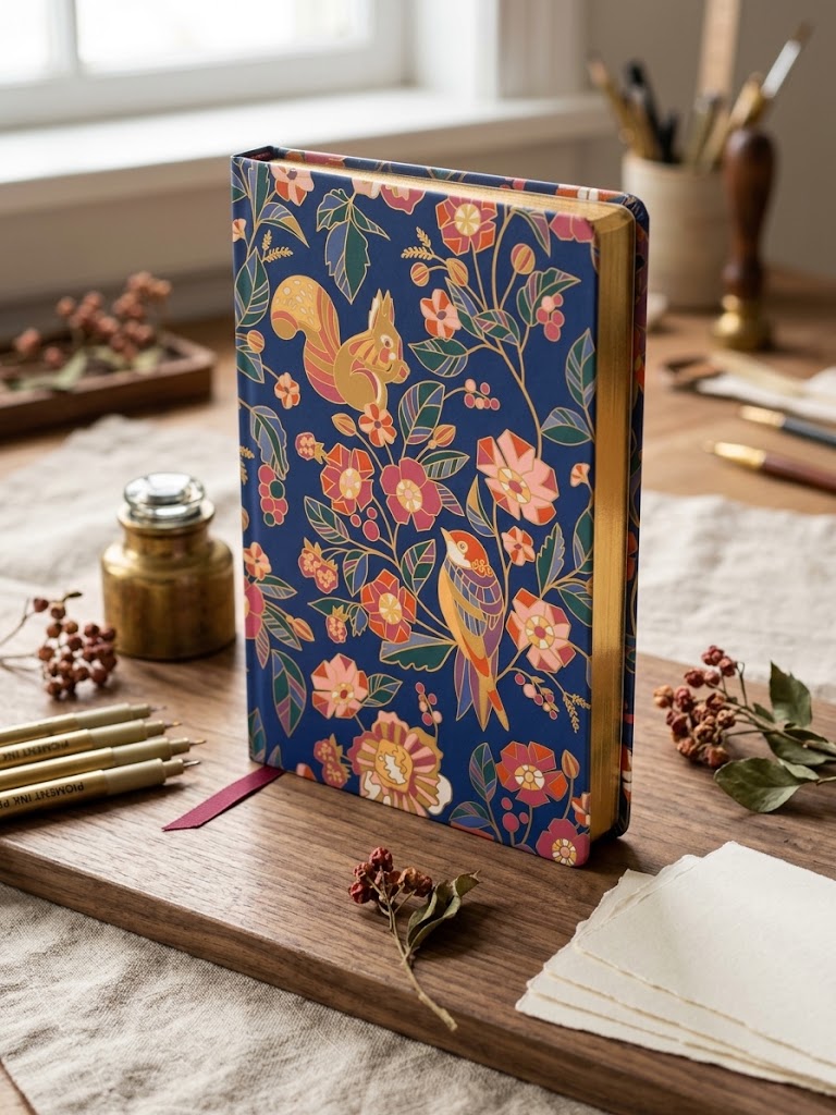 מחברת כריכת בד -  Woodland  Twilight Clara Clothbound Journal