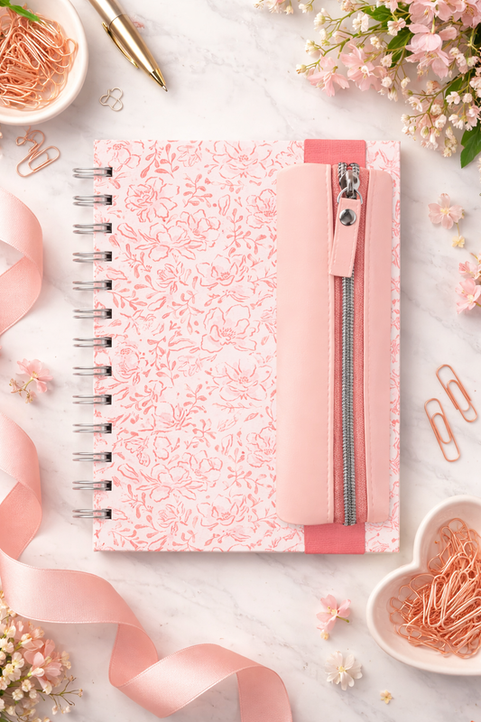 מחברת ספירלה עם כיס לעט Blushing Blooms