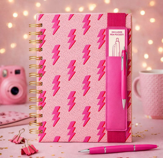 מחברת ספירלה עם כיס לעט Charged Up