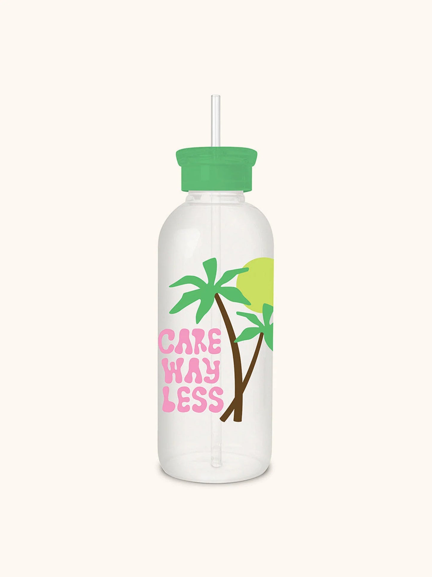 בקבוק זכוכית עם קש Care way less