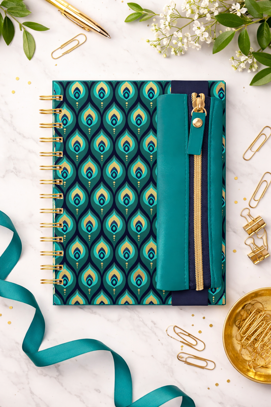 מחברת ספירלה עם כיס לעט Cascading Plumes