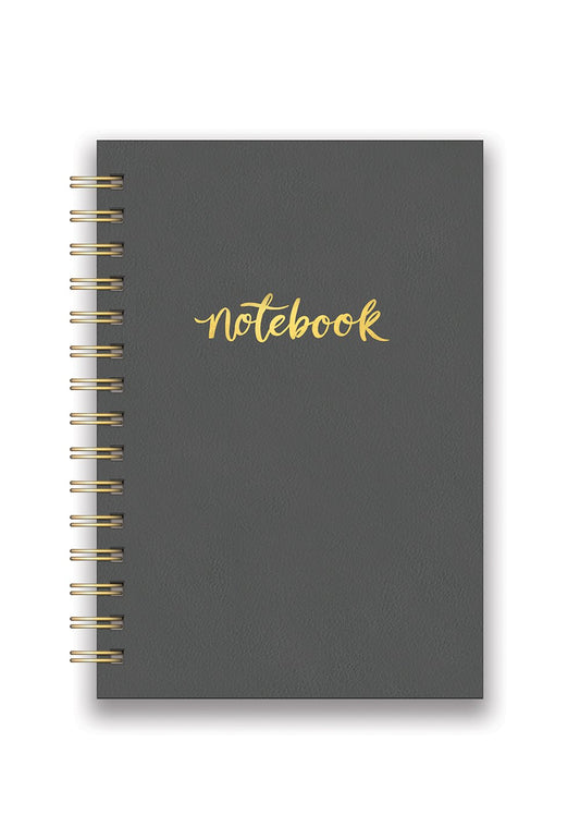 מחברת ספירלה דמוי עור בצבע אפור כהה