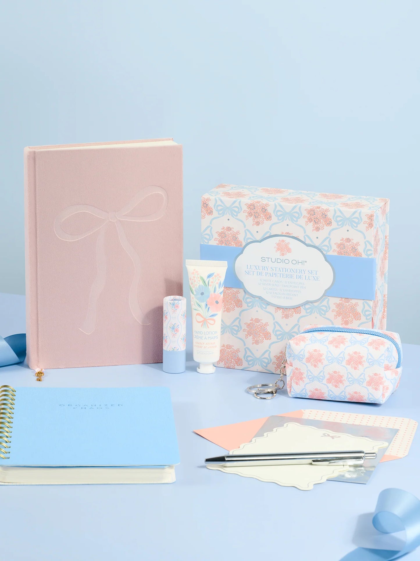 מחברת כריכה קשה קטיפתית  Sweetheart Pink Bow